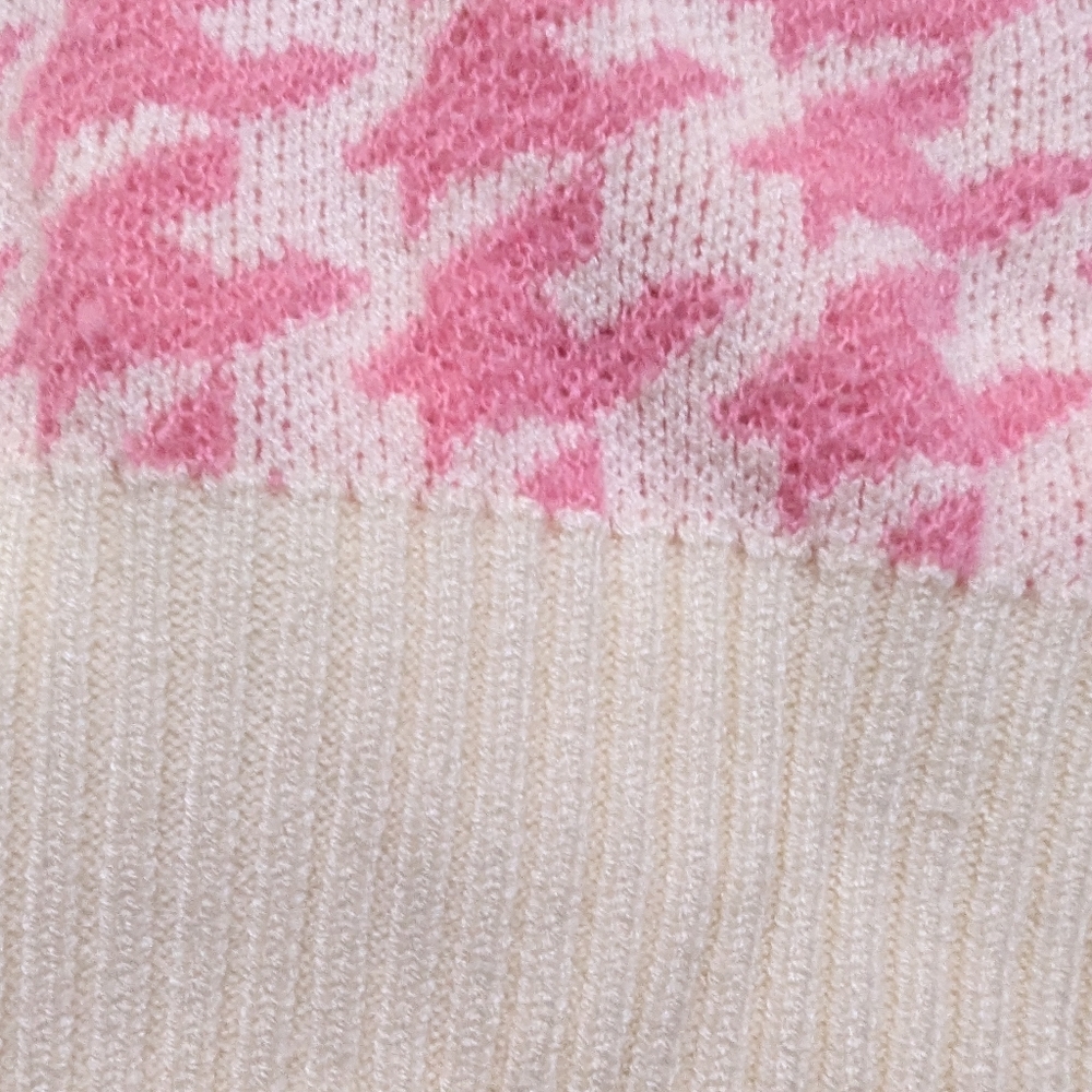 Pink Preppy Womens Houndstooth Pattern Lantern Sleeve Cardigan - Picture 8 of 12